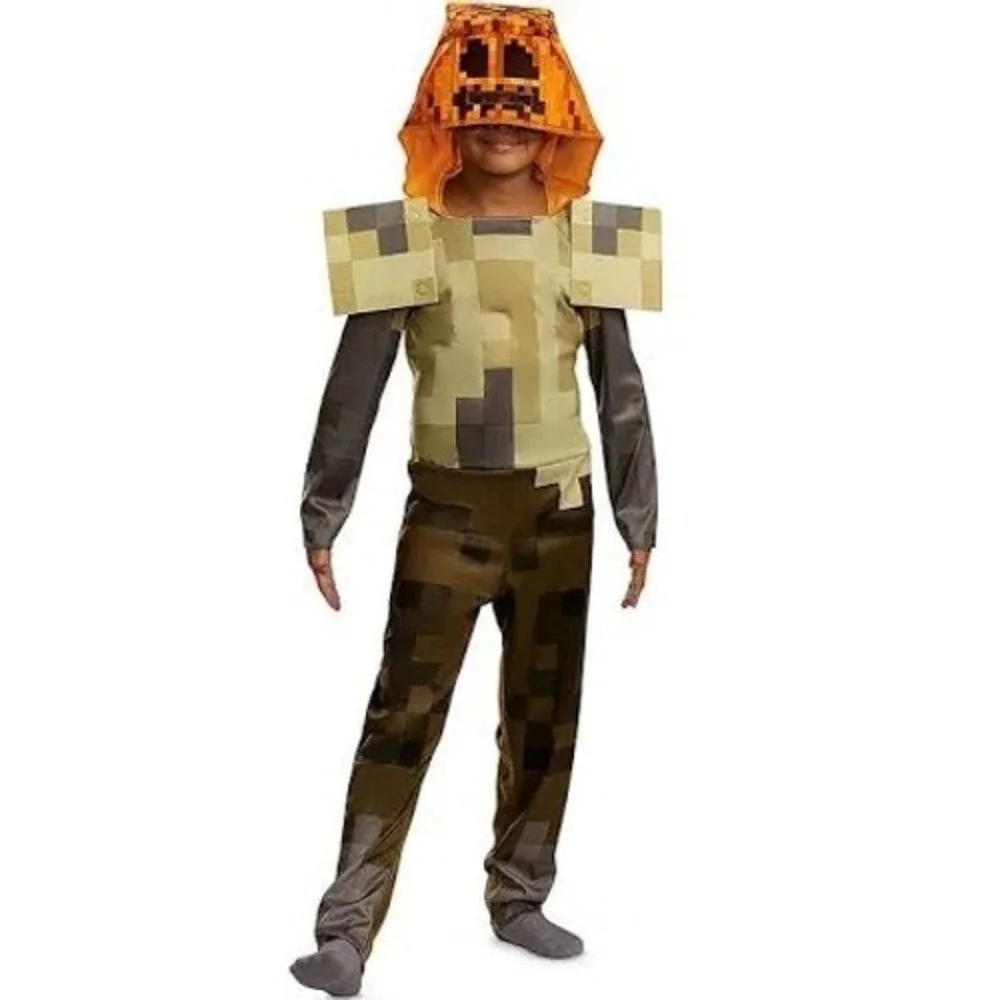 Husk Jack O'Lantern Hooded Jumpsuit Classic Child Costume Minecraft  L 10-12 NWT